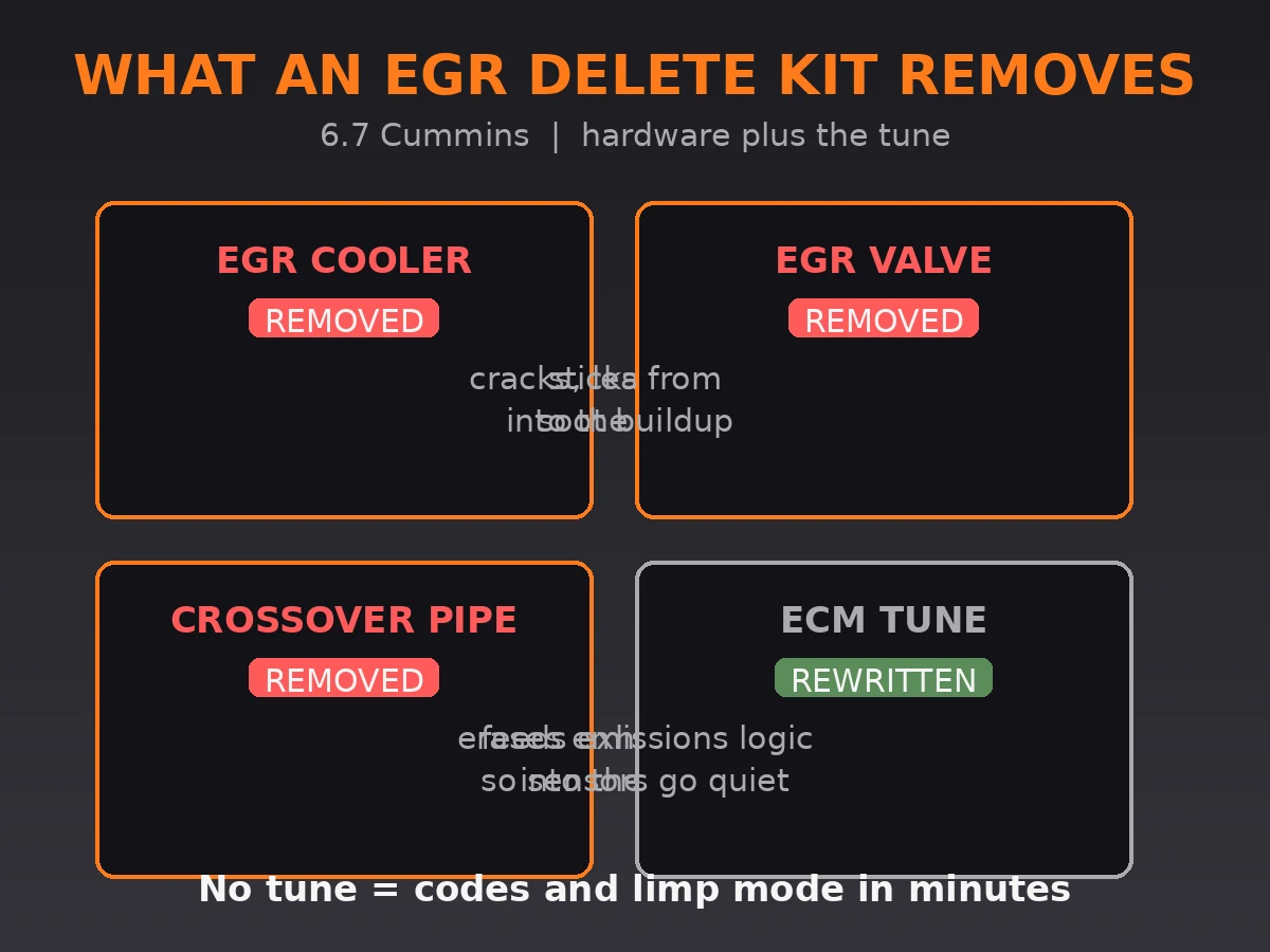What an EGR delete kit removes from a 6.7 Cummins