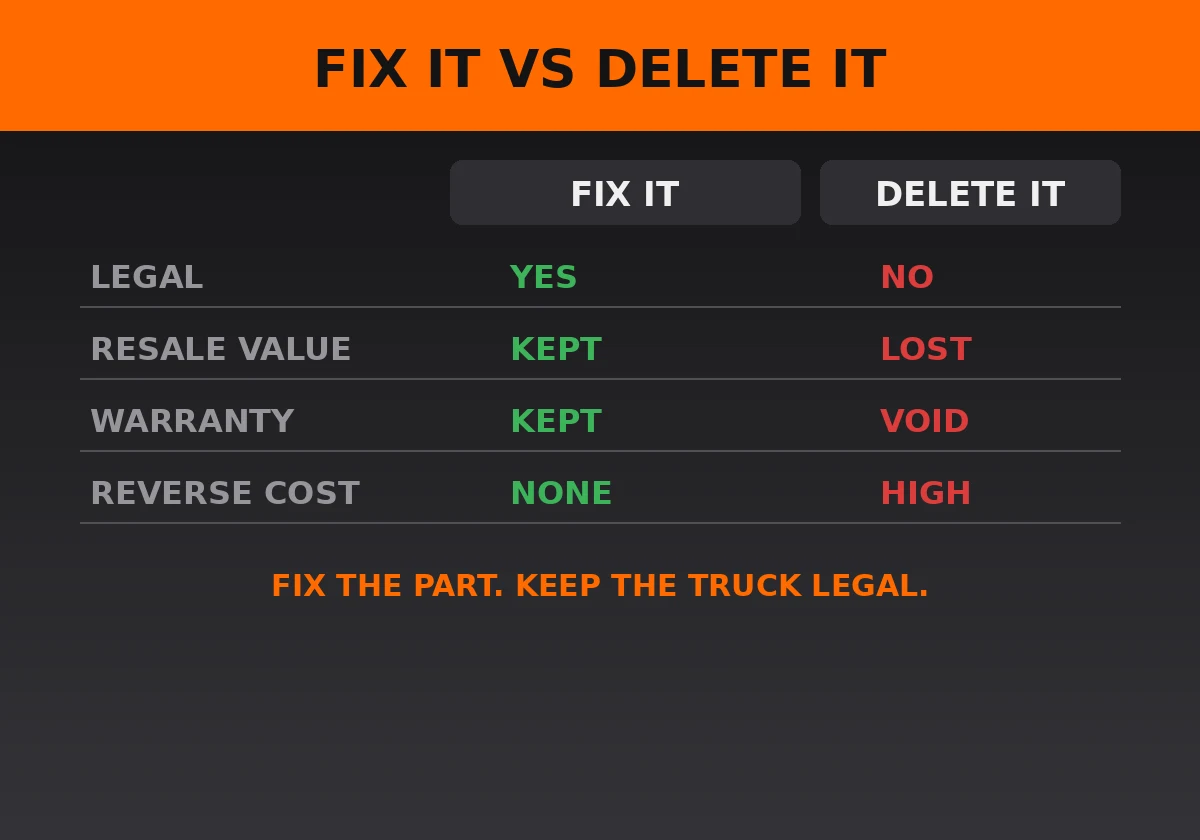 Fix the emissions system vs delete it: the real comparison