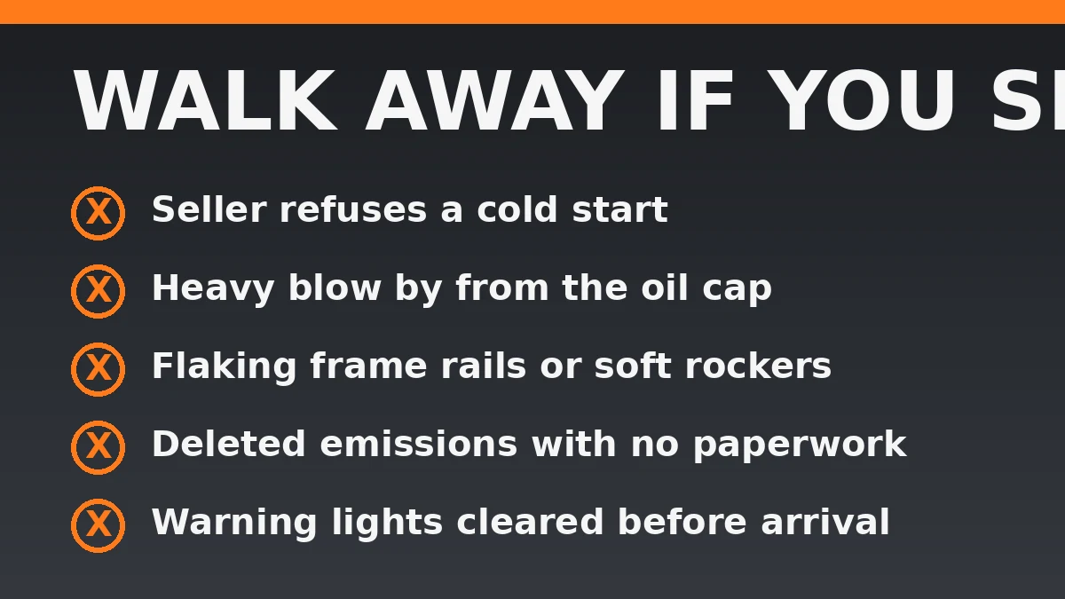 Five signs to walk away from a used diesel truck